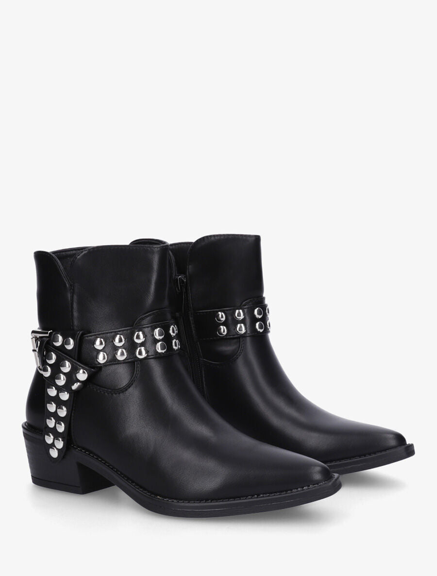 Bottines cloutées style santiags - Noir - 4