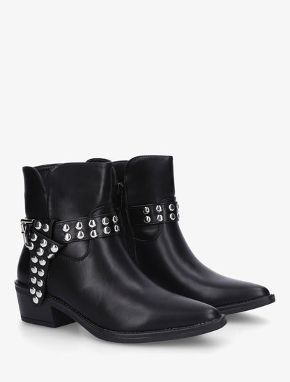 Bottines cloutées style santiags - Noir - 4