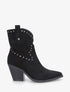 Bottines en suédine style santiags à clous - Noir - 5