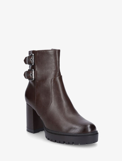 Bottines en simili à talon haut - Marron - 2