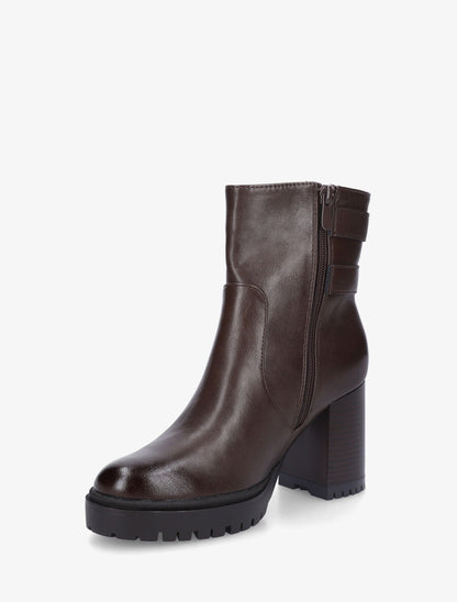 Bottines en simili à talon haut - Marron - 3