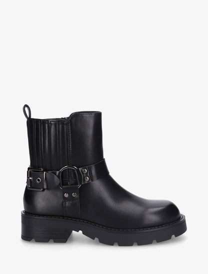 Bottines en simili à contrefort stylisé - Noir - 5