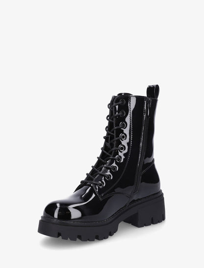 Bottines vernies en simili style rangers - Noir - 3