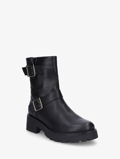 Bottines en simili à ceinturons décoratifs - Noir - 2