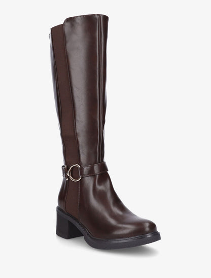 Bottes élastiquées à talon striés - Marron - 2