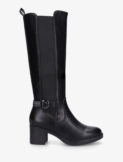 Bottes unies élastiquées en simili - Noir - 1