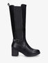 Bottes unies élastiquées en simili - Noir - 1