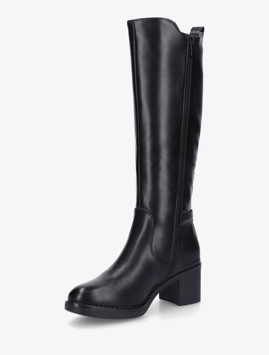 Bottes unies élastiquées en simili - Noir - 3