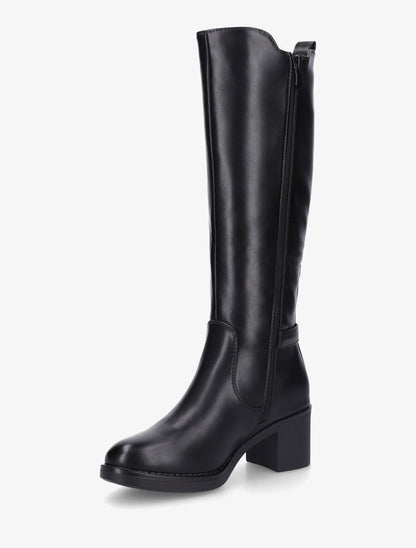 Bottes unies élastiquées en simili - Noir - 3