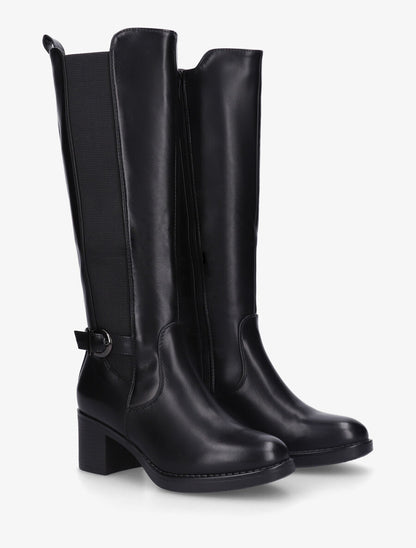 Bottes unies élastiquées en simili - Noir - 4