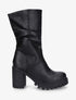 Bottines montantes et plissées en simili - Noir - 1
