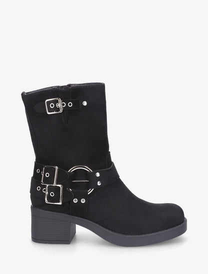 Bottines en suédine à boucles - Noir - 1