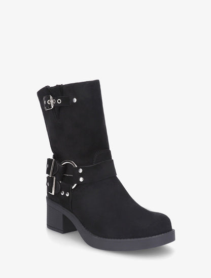 Bottines en suédine à boucles - Noir - 2