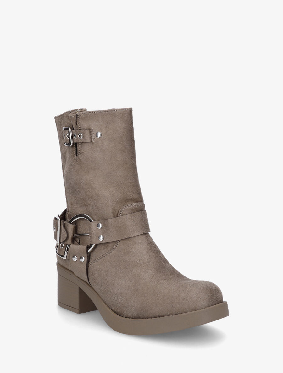 Bottines en suédine à boucles - Taupe - 2