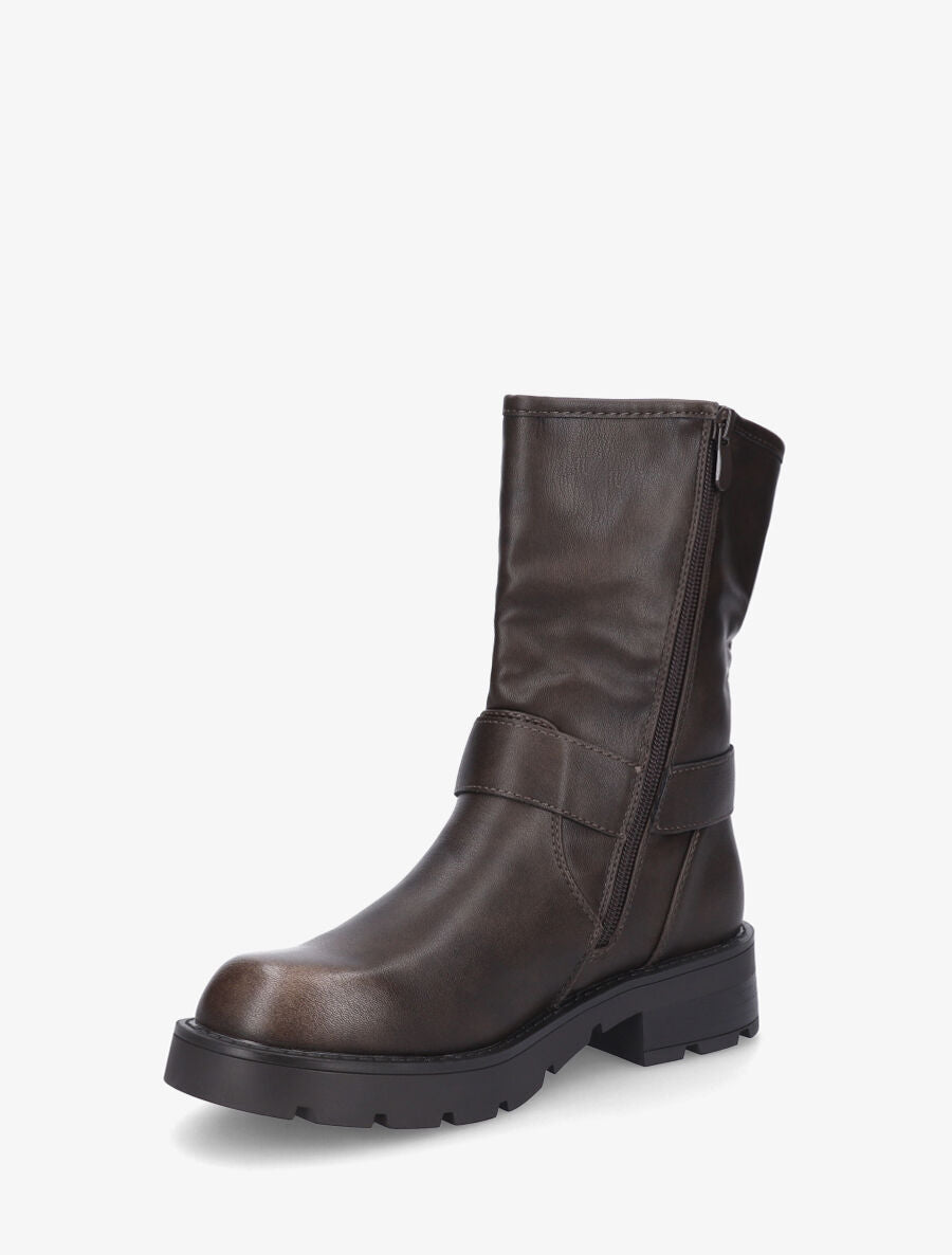 Bottines montantes en simili - Marron - 3