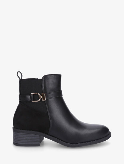 Bottines bimatière à bande élastiquée - Noir - 1