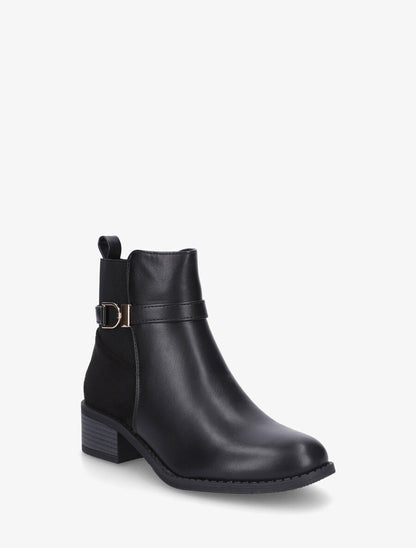 Bottines bimatière à bande élastiquée - Noir - 2