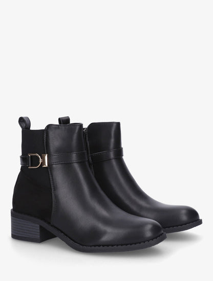 Bottines bimatière à bande élastiquée - Noir - 4