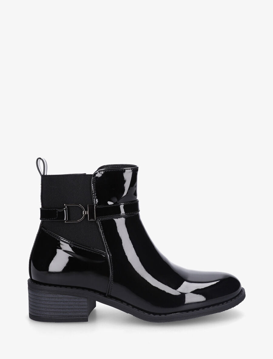 Bottines vernies à bande élastiquée - Noir - 5