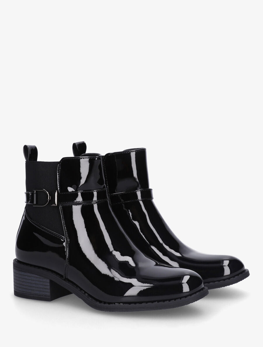 Bottines vernies à bande élastiquée - Noir - 4