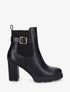 Bottines en simili à talon haut et bande élastiquée - Noir - 1