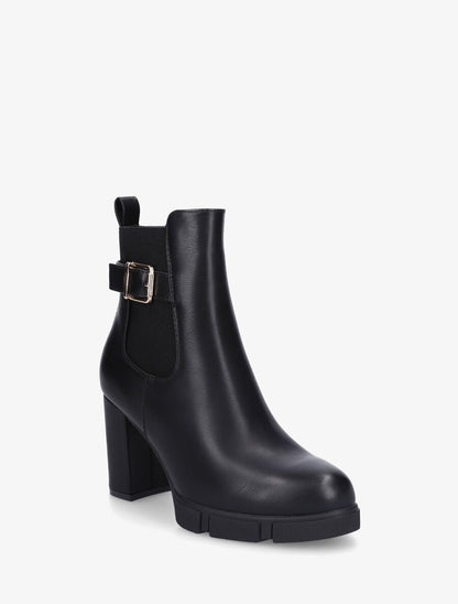 Bottines en simili à talon haut et bande élastiquée - Noir - 2