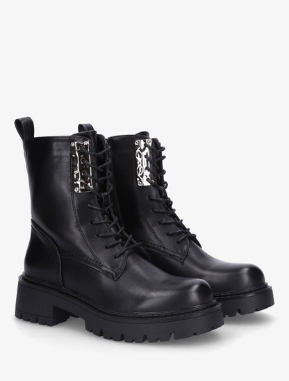 Bottines montantes à empiècement métallique - Noir - 4