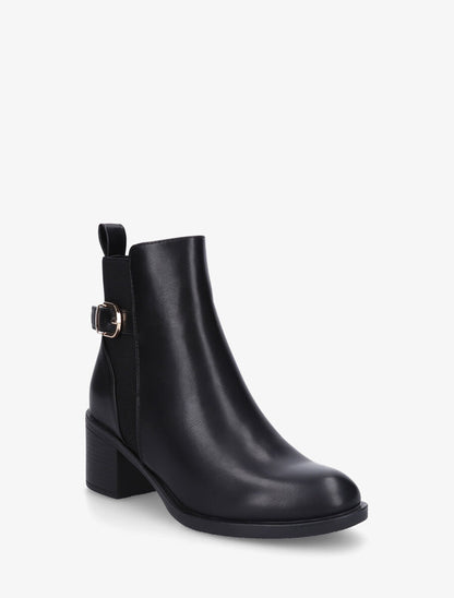 Bottines en simili à talon et bande élastiquée - Noir - 2