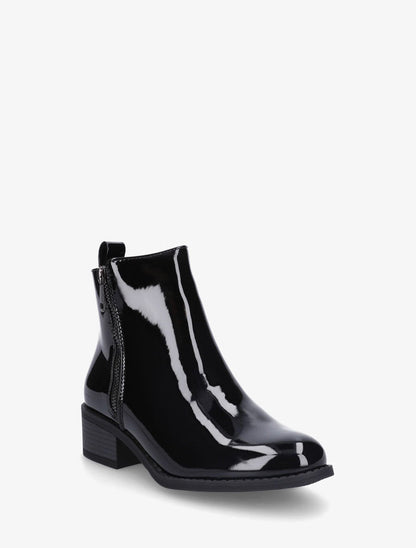 Bottines vernies en simili à zip - Noir - 2