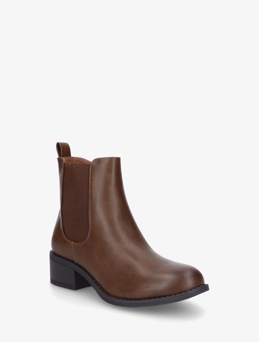 Bottines en simili style chelsea - Camel foncé - 2