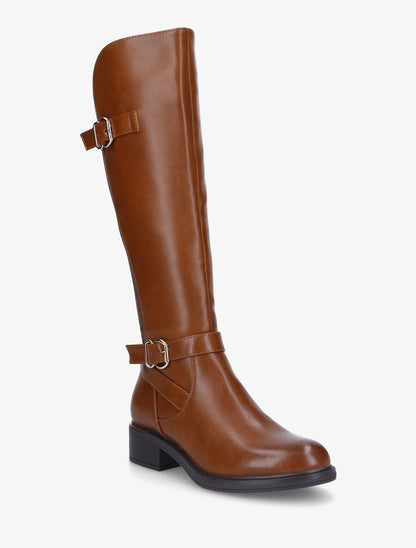 Bottes unies élastiquées à double sangles - Camel - 2