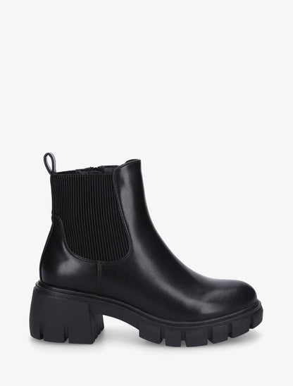 Bottines en simili à semelle crantée - Noir - 1