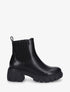 Bottines en simili à semelle crantée - Noir - 1
