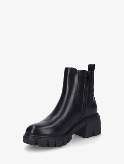 Bottines en simili à semelle crantée - Noir - 3