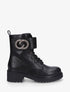 Bottines en simili style rangers à lanière strassée - Noir - 1
