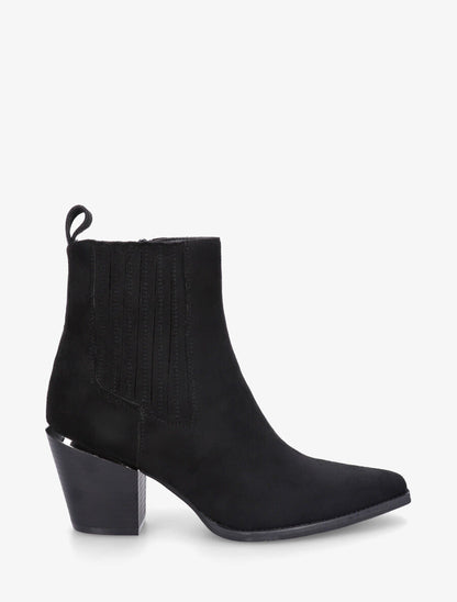 Bottines style santiags en suédine - Noir - 1