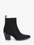 Bottines style santiags en suédine - Noir - 1