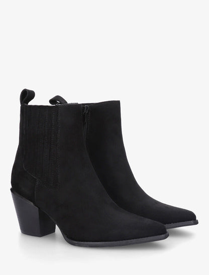 Bottines style santiags en suédine - Noir - 4