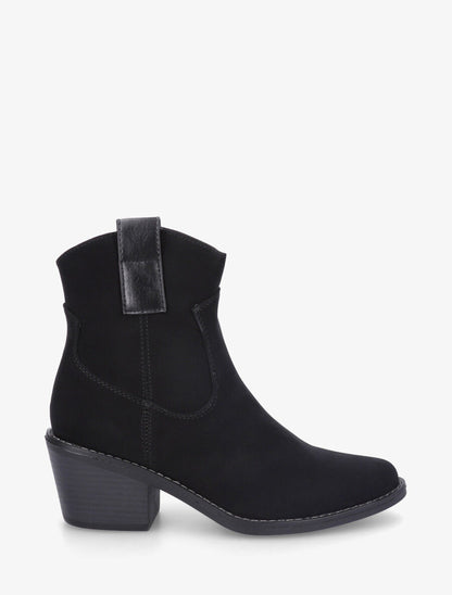 Bottines unies style santiags - Noir - 1