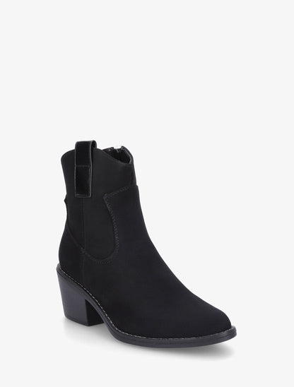 Bottines unies style santiags - Noir - 2