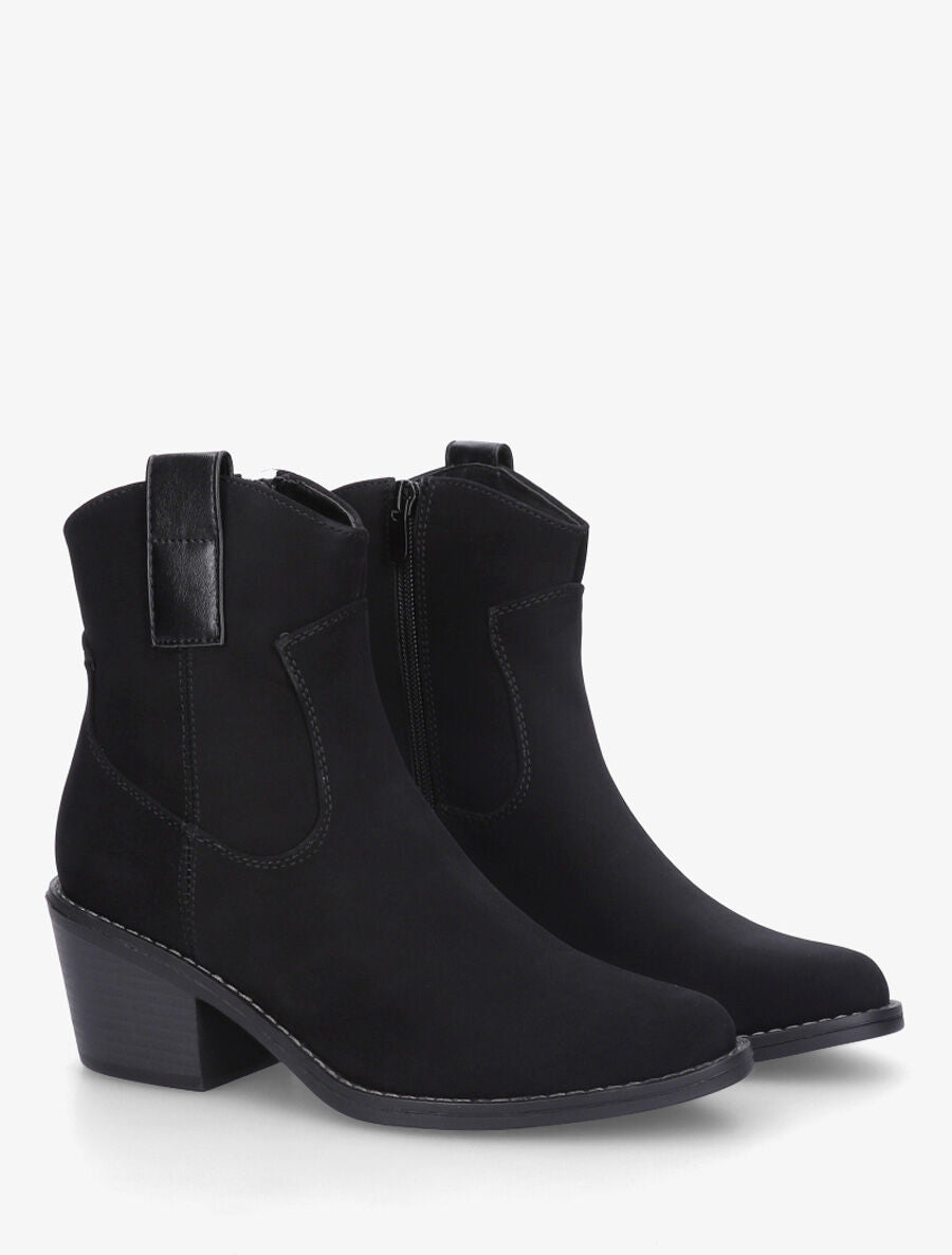 Bottines unies style santiags - Noir - 4