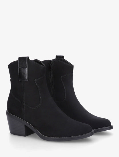 Bottines unies style santiags - Noir - 4