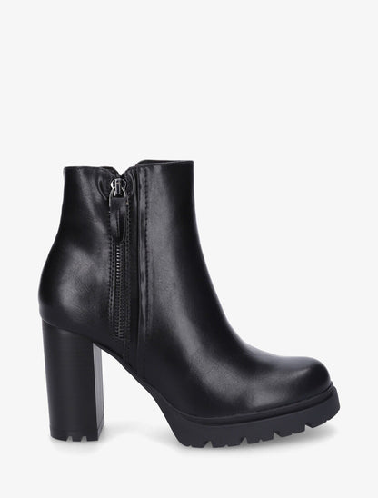 Bottines à talon haut et zip décoratif - Noir - 5