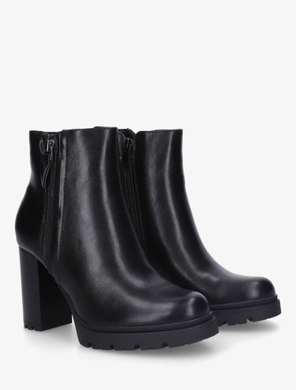 Bottines à talon haut et zip décoratif - Noir - 4