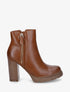 Bottines à talon haut et zip décoratif - Camel - 1