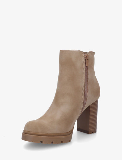 Bottines à talon haut et zip décoratif - Taupe - 3