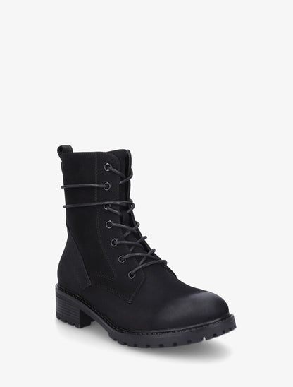Bottines montantes en simili à lacets - Noir - 2