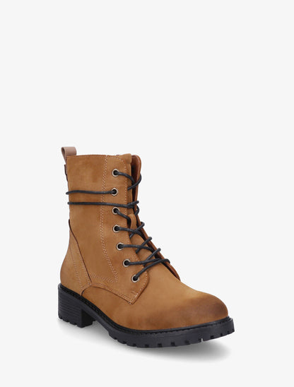 Bottines montantes en simili à lacets - Camel - 2