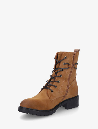 Bottines montantes en simili à lacets - Camel - 3