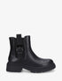 Bottines en simili à cheville élastiquée et sanglé - Noir - 1